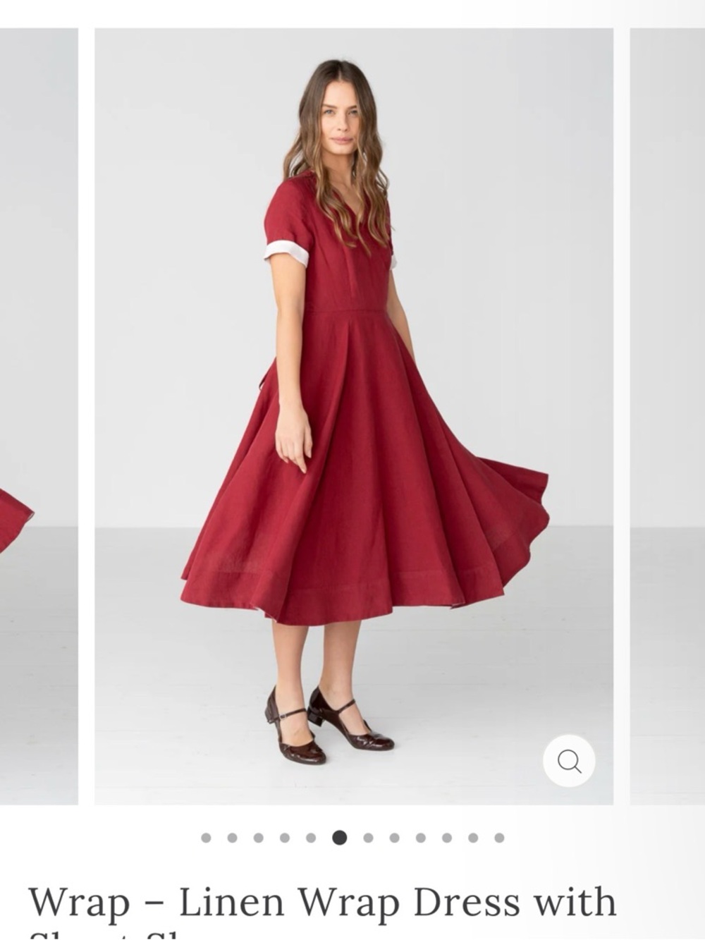 Son de Flor Linen Wrap Midi Dress in Marsala Red
